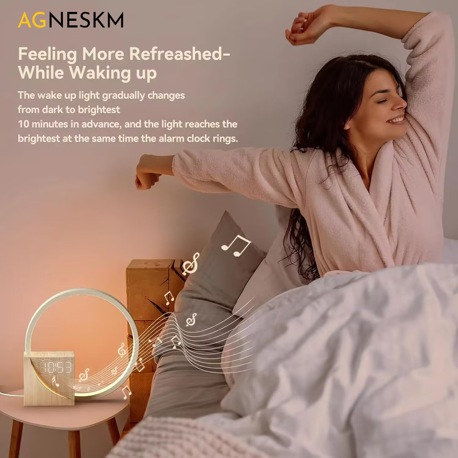 Agneskm Sunrise Alarm Clock for Heavy Sleepers Adults